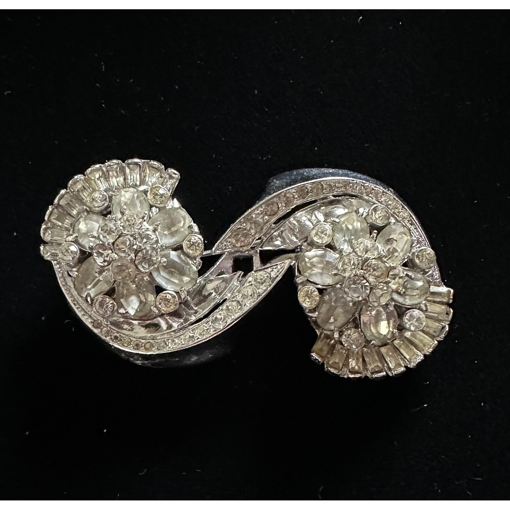 Coro Craft Sterling Silver & Rhinestone Duette Retro